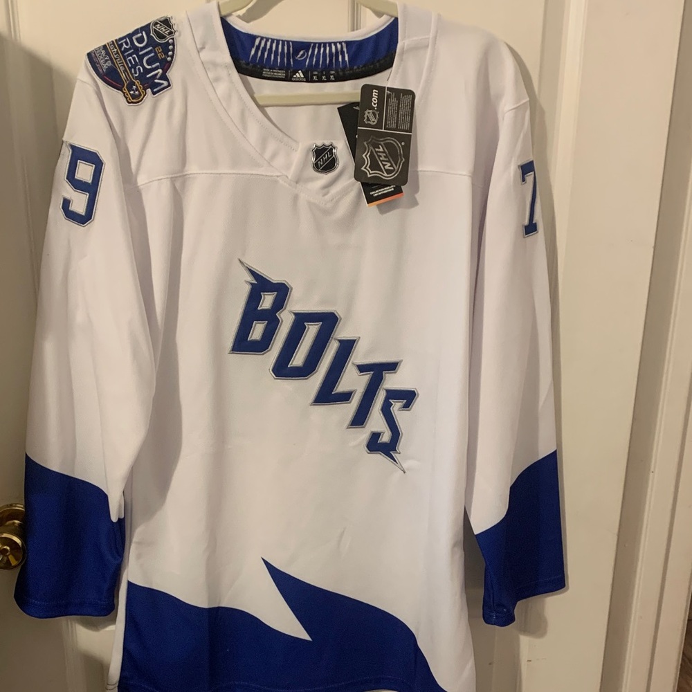 adidas White and Blue Men's Jersey